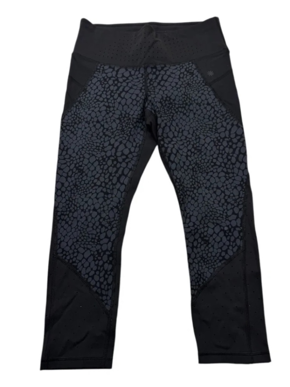 Athleta Crocodile Stealth Trucool Capri Leggings SCULPTEK Black Gray S